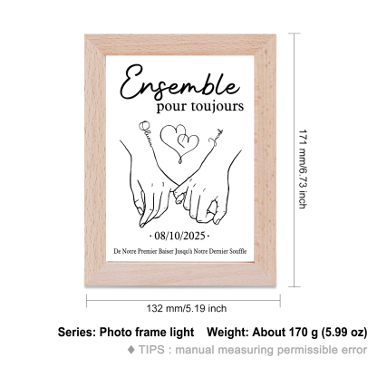 Cadre en bois personnalisé avec 2 Prénoms et 1 Date Cadre Photo pour Couple | Jessemade