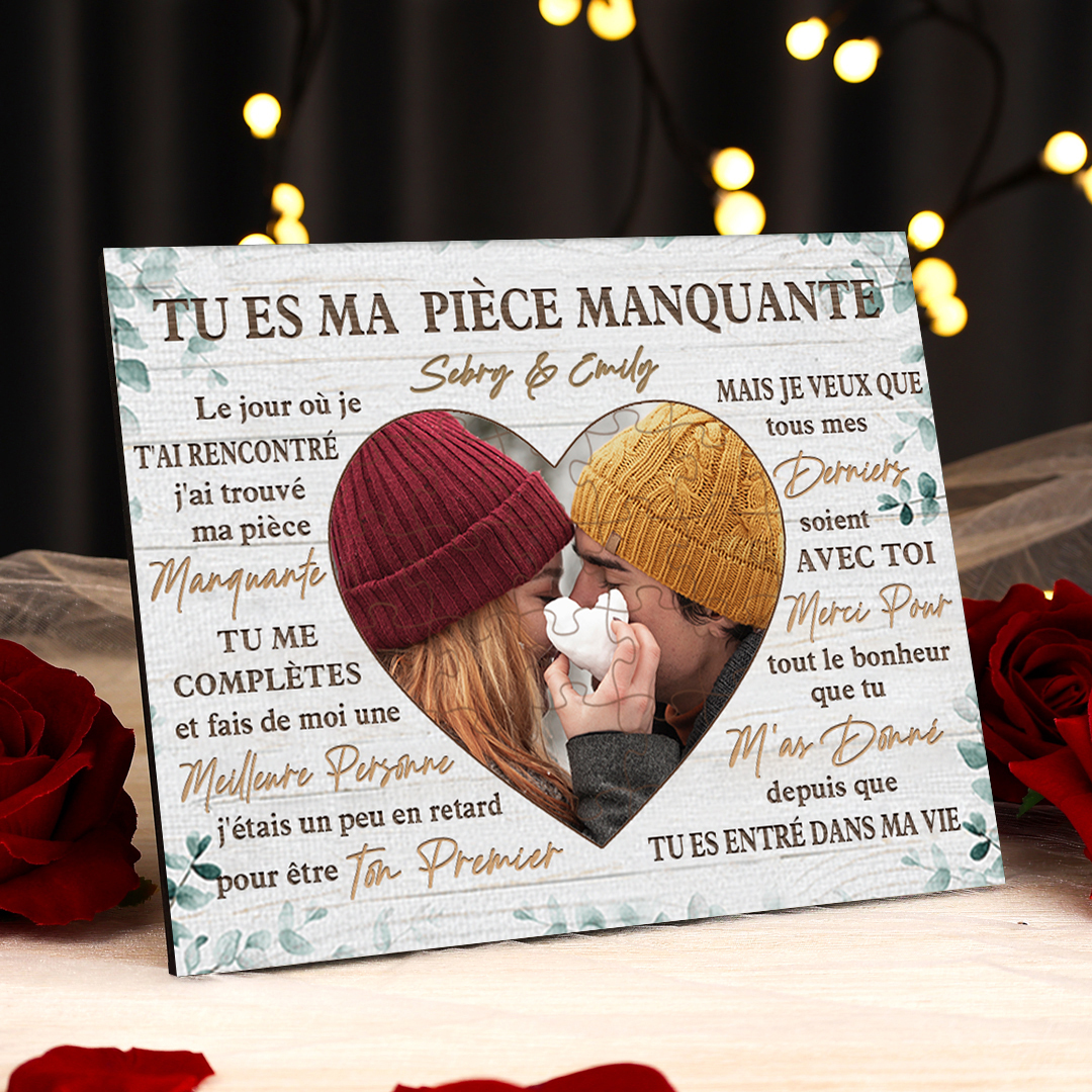 Cadre Photo personnalisé avec Texte et Photo Coeur Déco de maison pour Couple | Jessemade