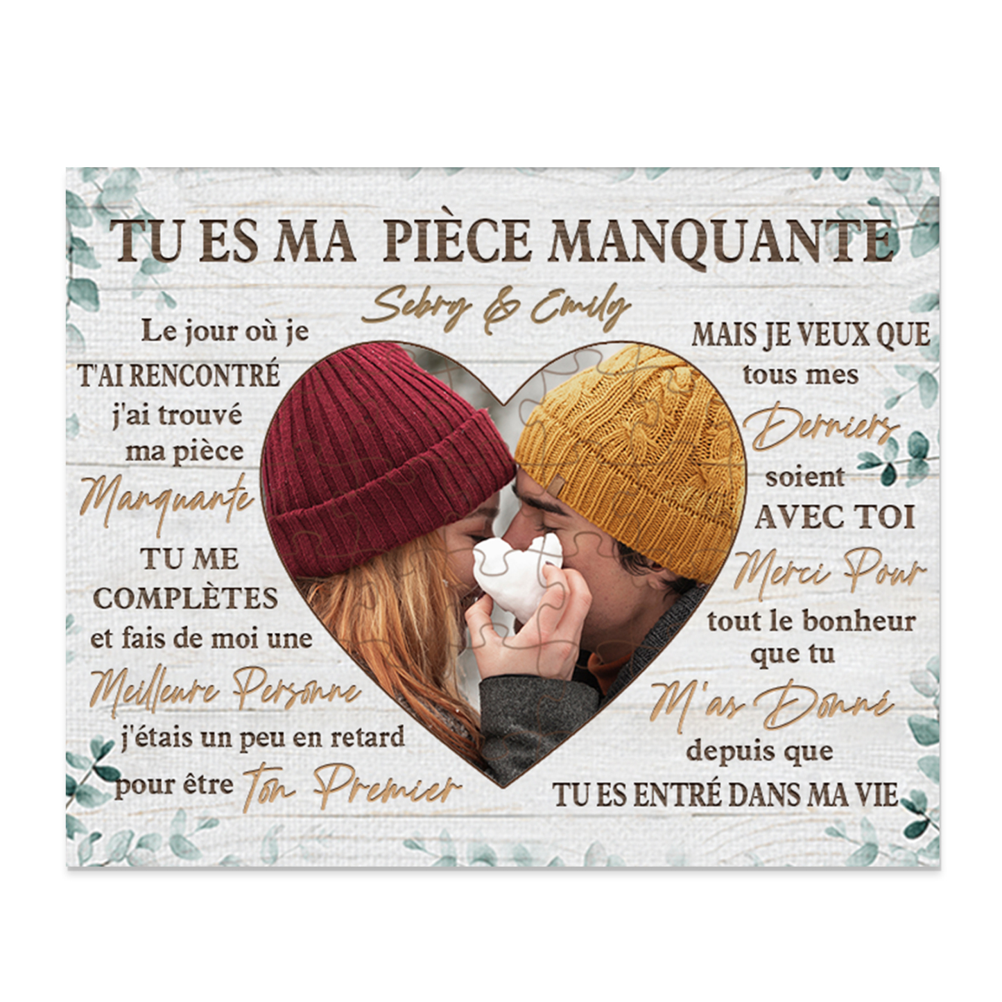 Cadre Photo personnalisé avec Texte et Photo Coeur Déco de maison pour Couple | Jessemade