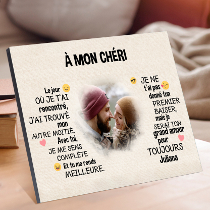 Cadre en bois personnalisé avec Prénom Texte et Photo Déco de maison pour Couple | Jessemade