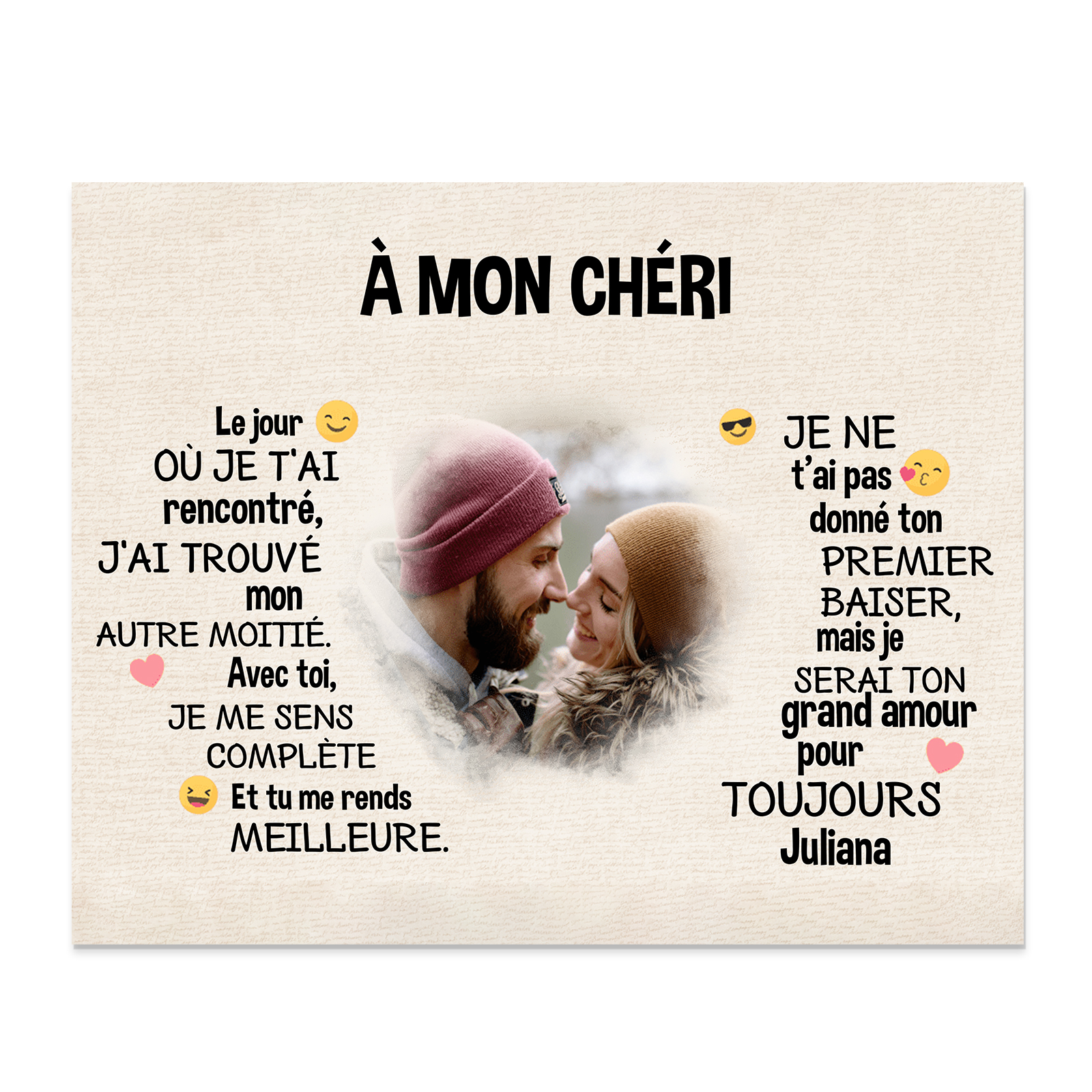 Cadre en bois personnalisé avec Prénom Texte et Photo Déco de maison pour Couple | Jessemade