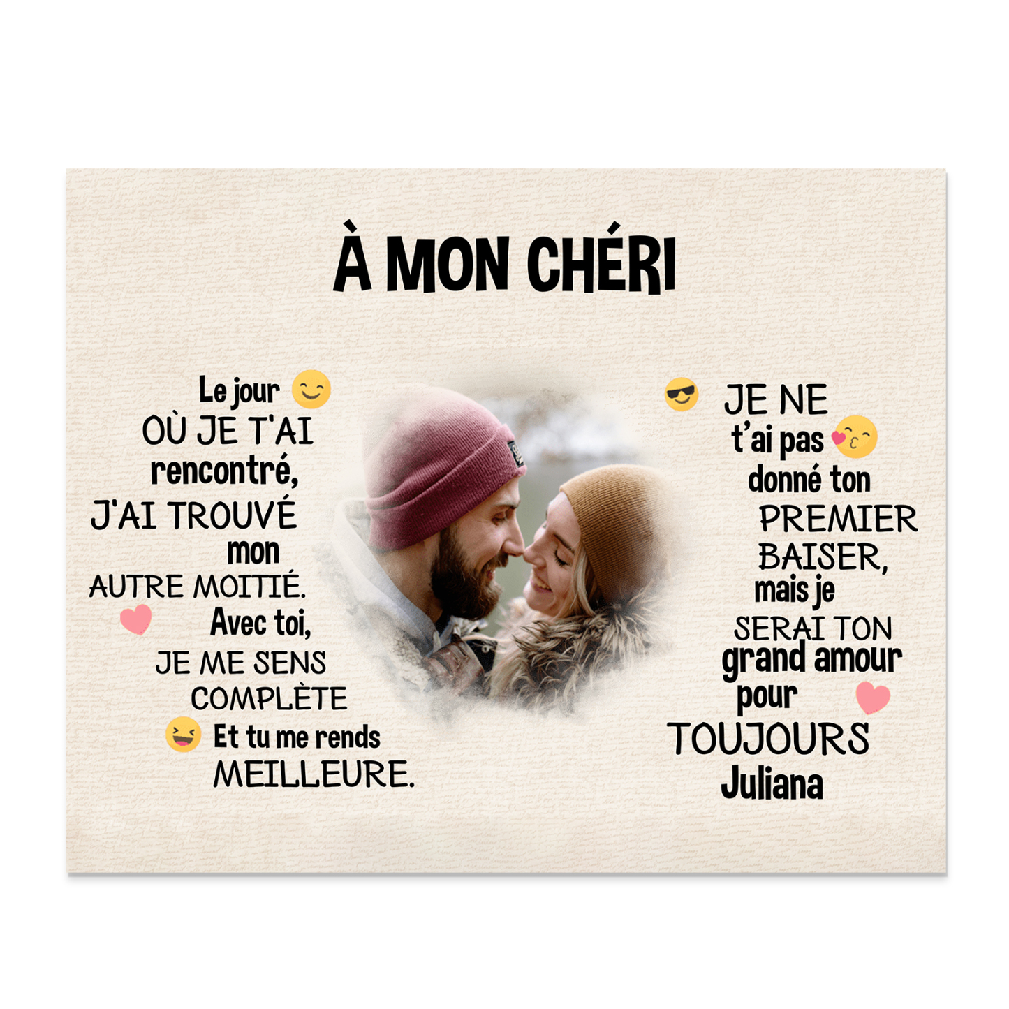 Cadre en bois personnalisé avec Prénom Texte et Photo Déco de maison pour Couple | Jessemade