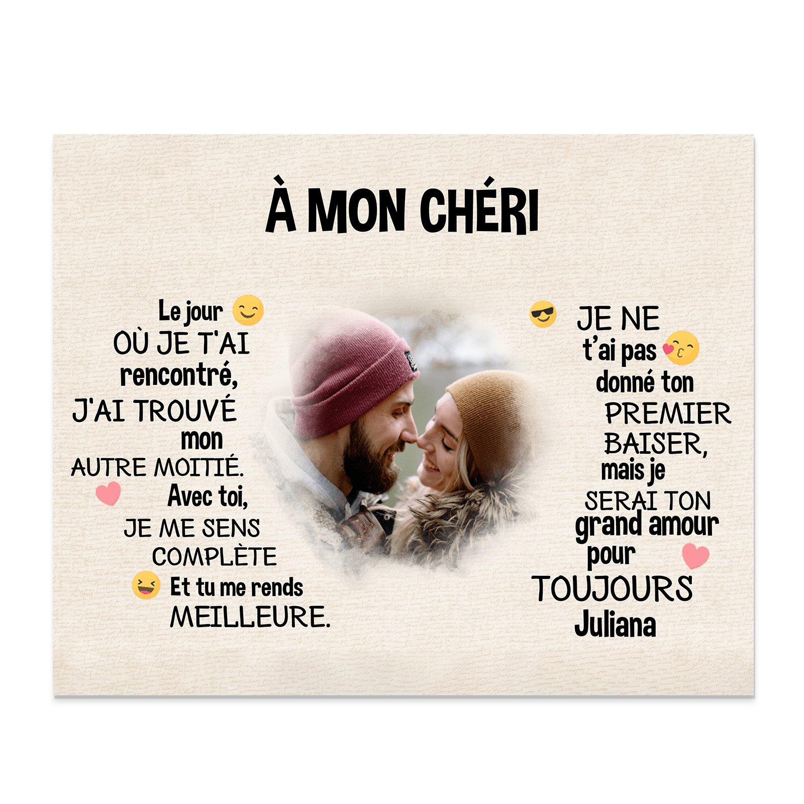 Cadre en bois personnalisé avec Prénom Texte et Photo Déco de maison pour Couple | Jessemade