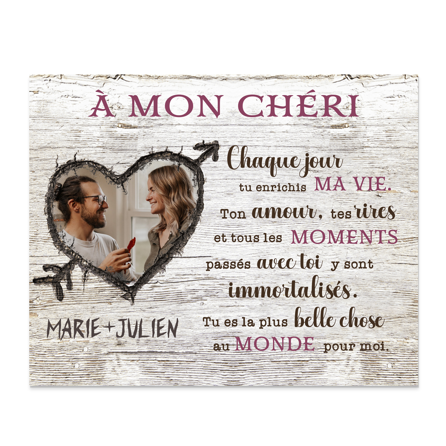 Cadre en bois Photo Personnalisé avec Prénom Texte et Déco de maison pour Couple | Jessemade
