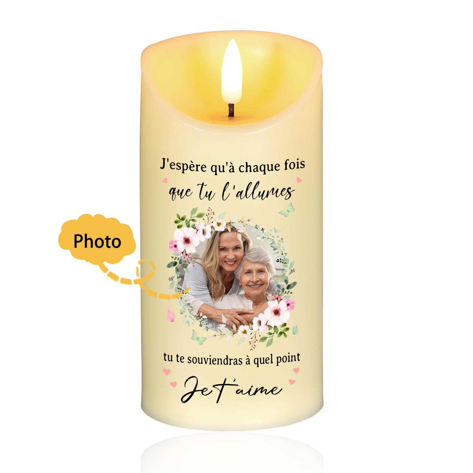 Bougie Électronique Photo Personnalisée Bougie LED Cadeau Coffret pour Couple | Jessemade