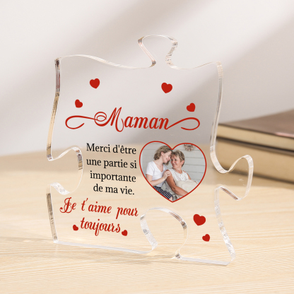 Plaque Acrylique en forme de Puzzle Photo Personnalisée Cadeau pour Maman | Jessemade