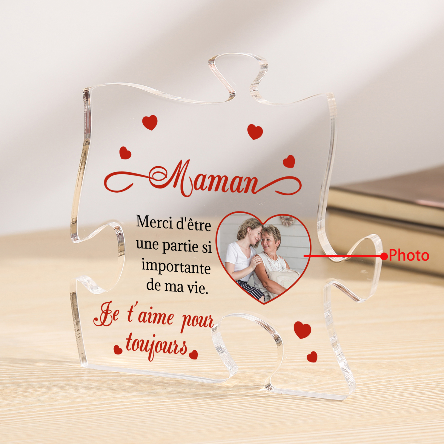 Plaque Acrylique en forme de Puzzle Photo Personnalisée Cadeau pour Maman | Jessemade
