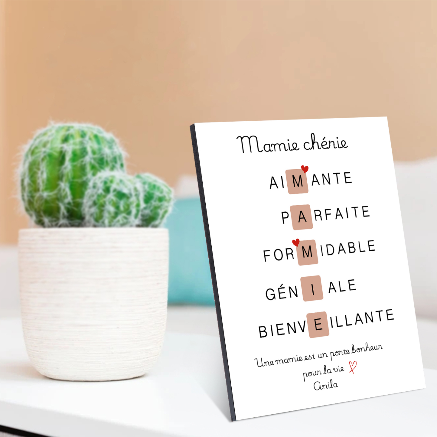 À ma Mamie - Cadre en Bois Personnalisé avec Prénom Cadeau pour Grand-Mères | Jessemade
