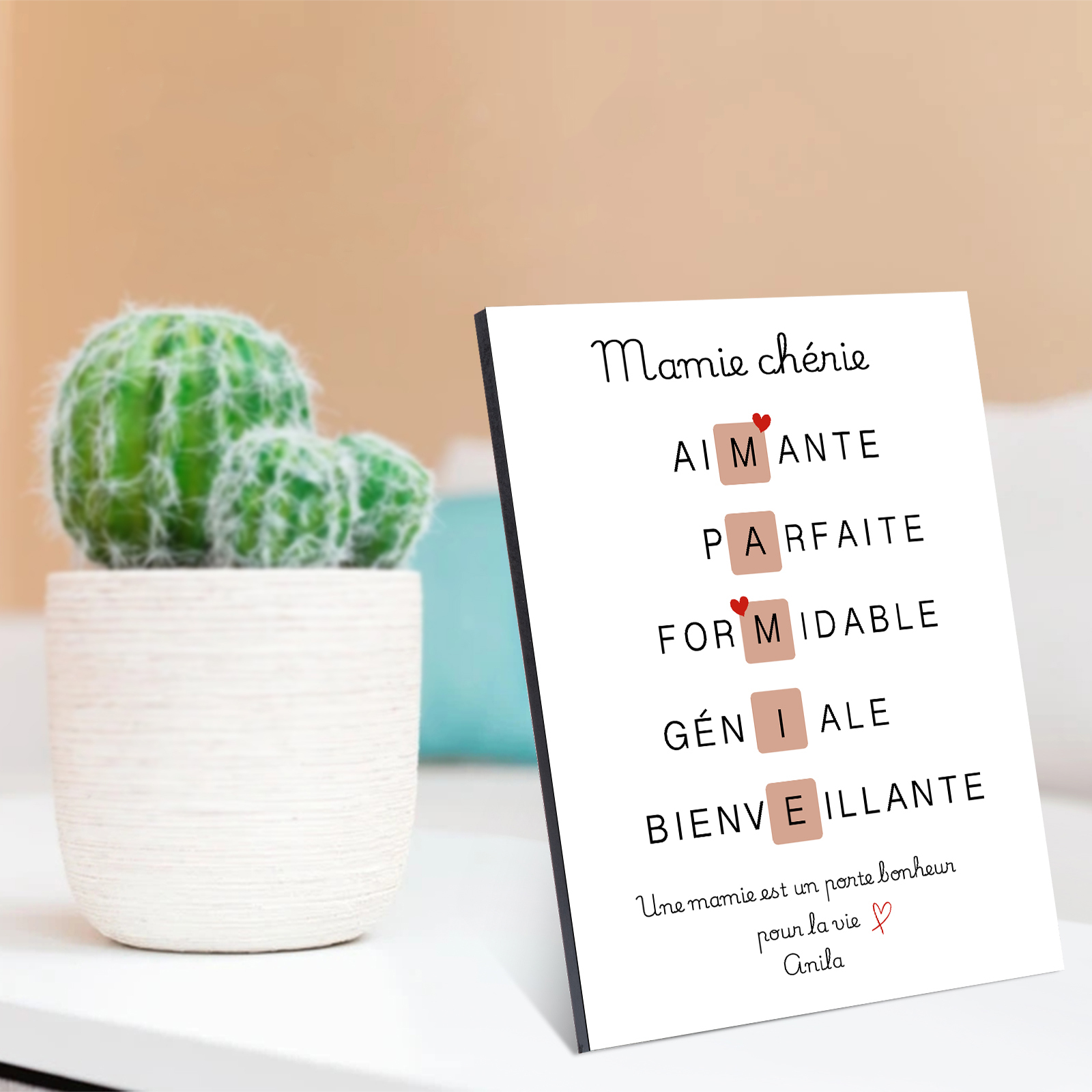 À ma Mamie - Cadre en Bois Personnalisé avec Prénom Cadeau pour Grand-Mères | Jessemade