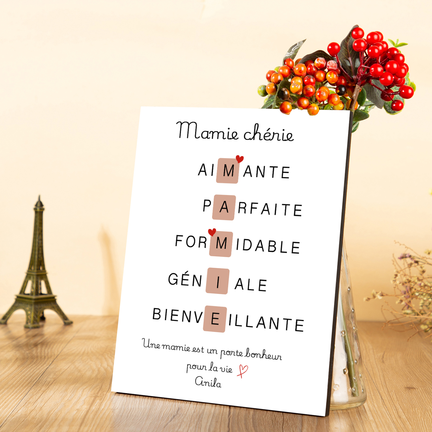 À ma Mamie - Cadre en Bois Personnalisé avec Prénom Cadeau pour Grand-Mères | Jessemade