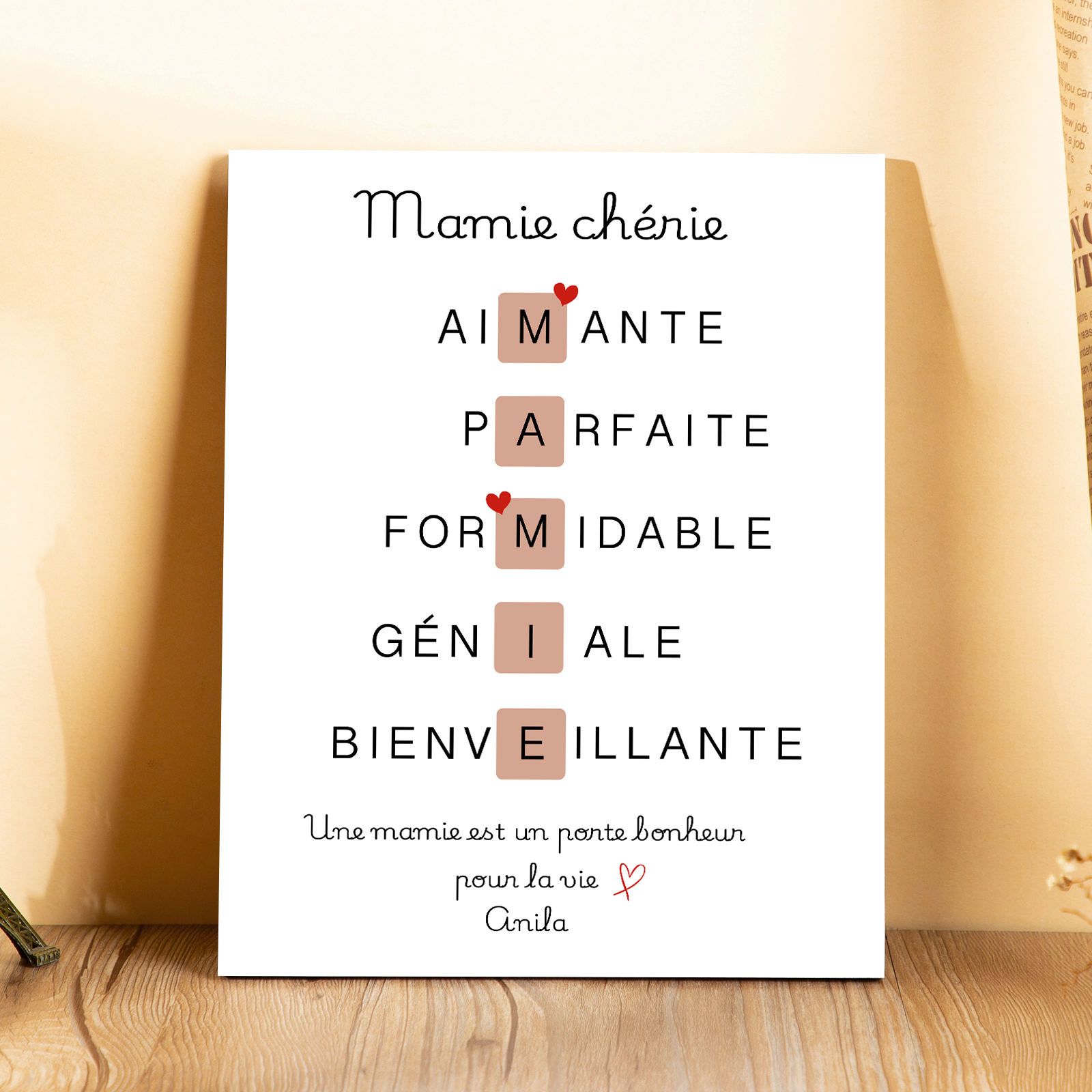 À ma Mamie - Cadre en Bois Personnalisé avec Prénom Cadeau pour Grand-Mères | Jessemade