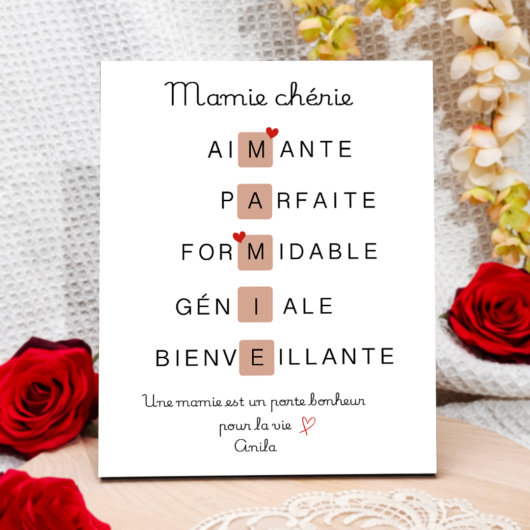 À ma Mamie - Cadre en Bois Personnalisé avec Prénom Cadeau pour Grand-Mères | Jessemade