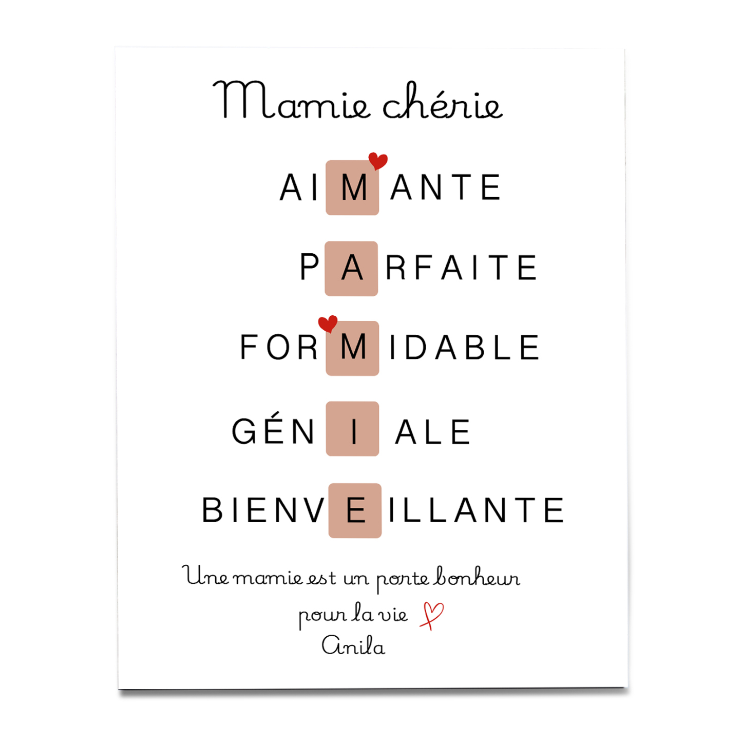 À ma Mamie - Cadre en Bois Personnalisé avec Prénom Cadeau pour Grand-Mères | Jessemade
