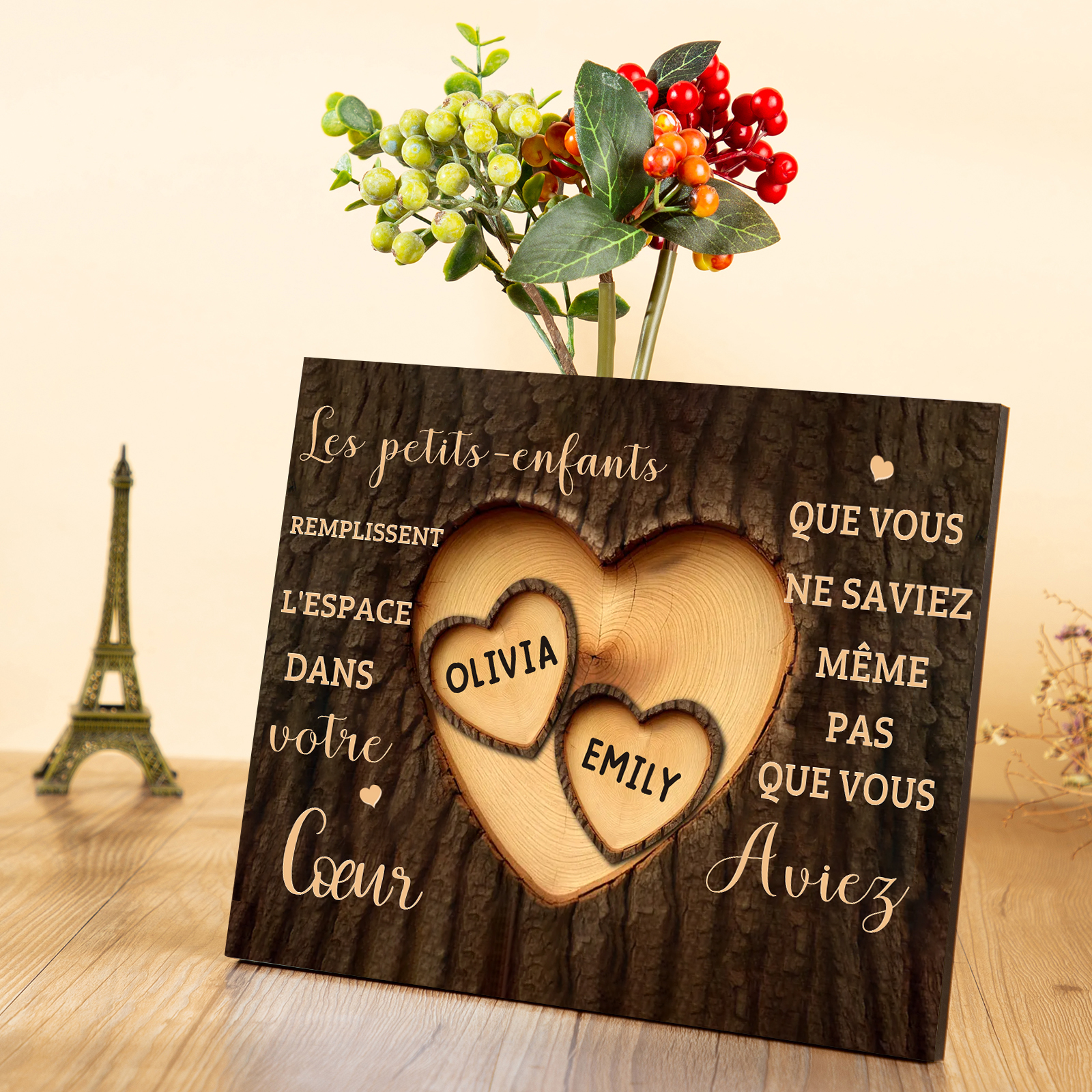 À Mamie/Papi - Cadre en bois Personnalisé avec 2 Prénoms Déco de maison | Jessemade