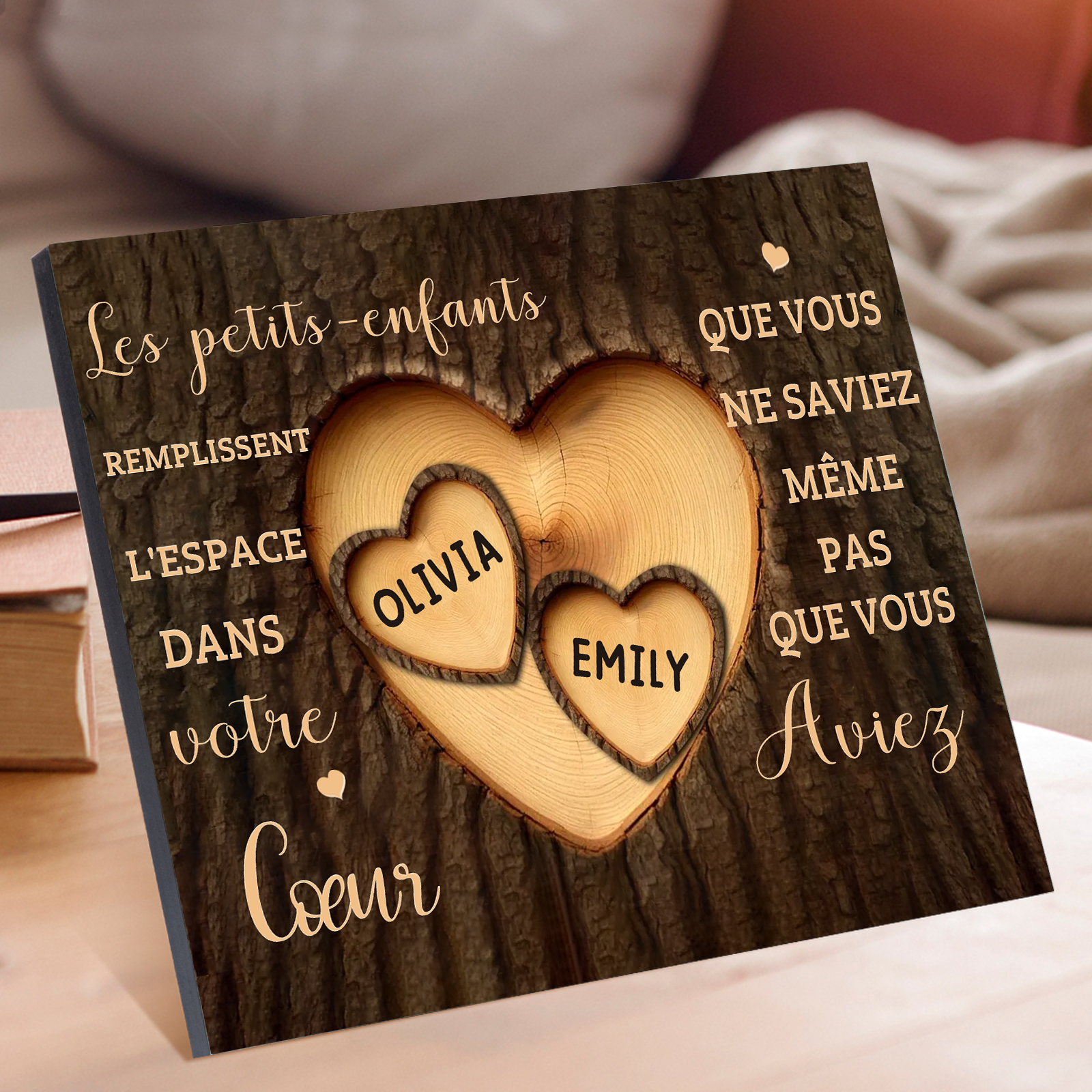 À Mamie/Papi - Cadre en bois Personnalisé avec 2 Prénoms Déco de maison | Jessemade