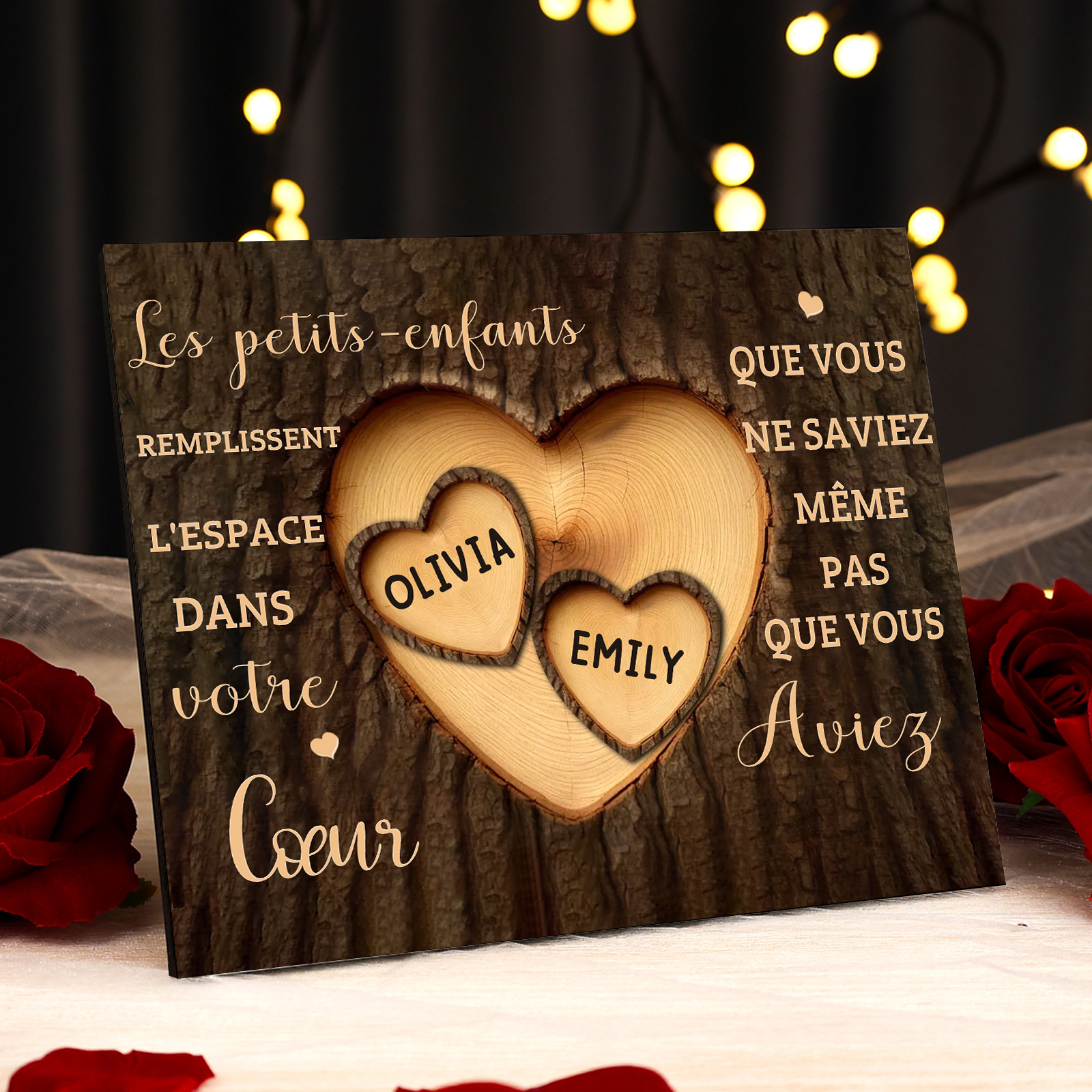 À Mamie/Papi - Cadre en bois Personnalisé avec 2 Prénoms Déco de maison | Jessemade