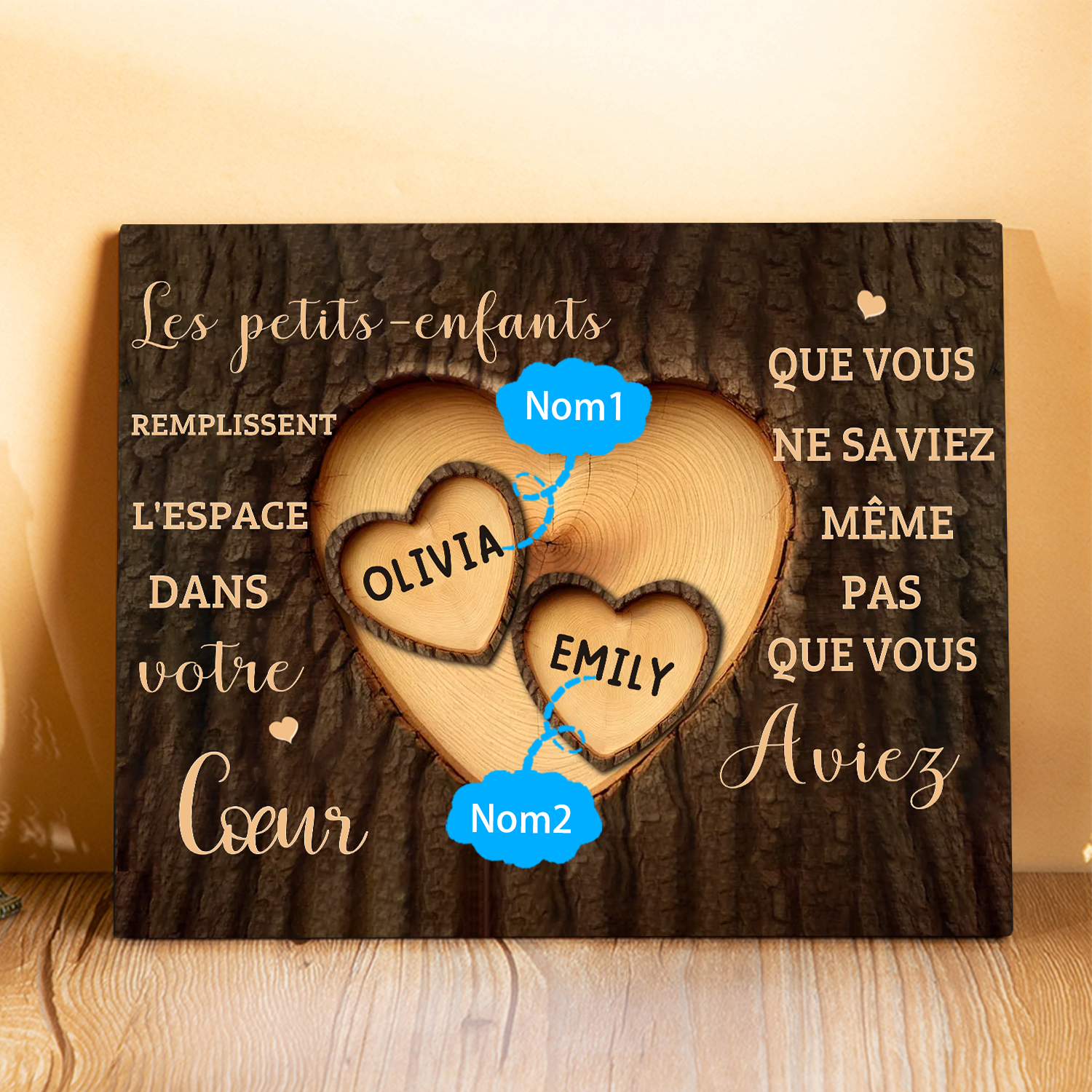 À Mamie/Papi - Cadre en bois Personnalisé avec 2 Prénoms Déco de maison | Jessemade