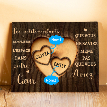 À Mamie/Papi - Cadre en bois Personnalisé avec 2 Prénoms Déco de maison | Jessemade