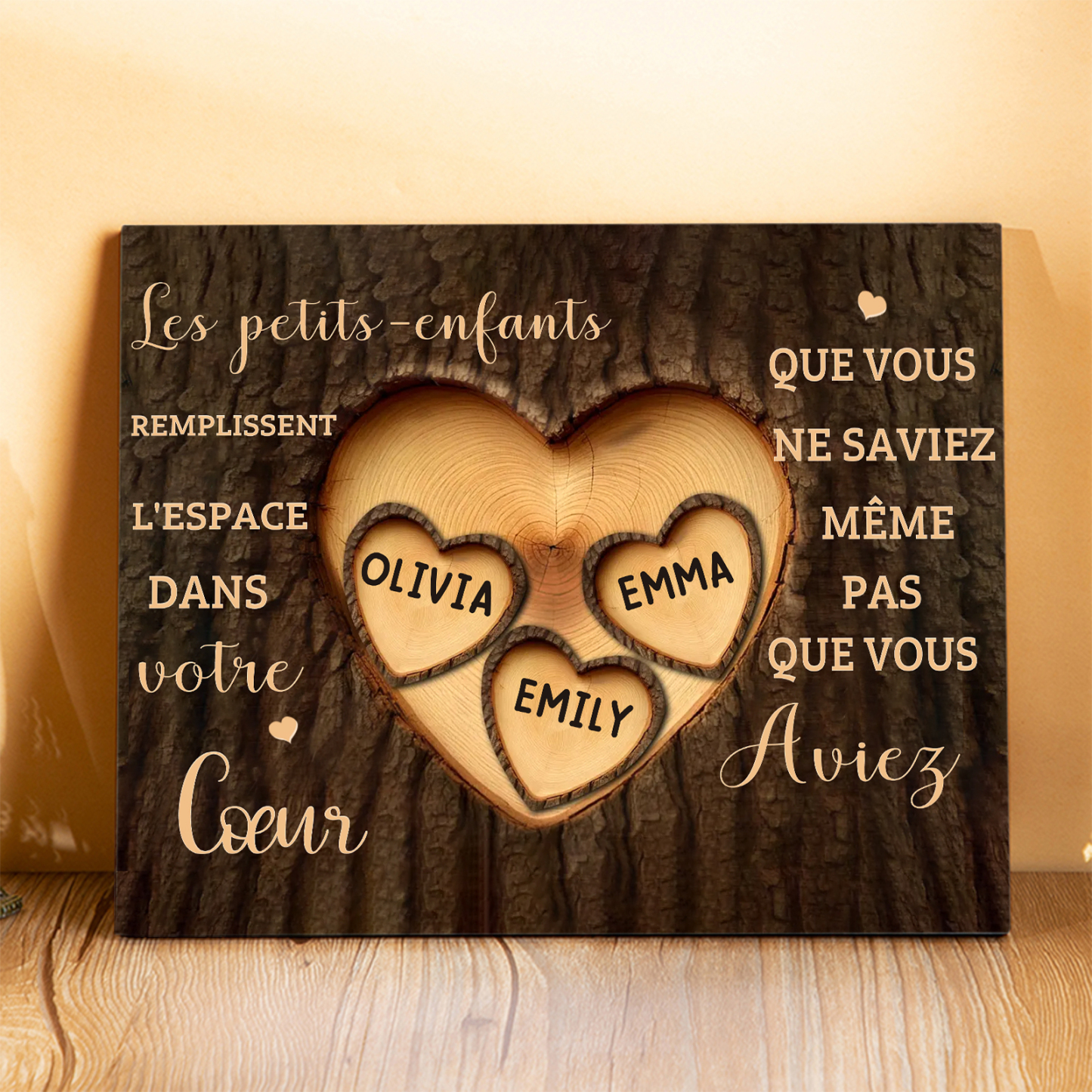 Cadre en bois personnalisé avec prénoms – Cadeau unique pour grands-parents | Jessemade