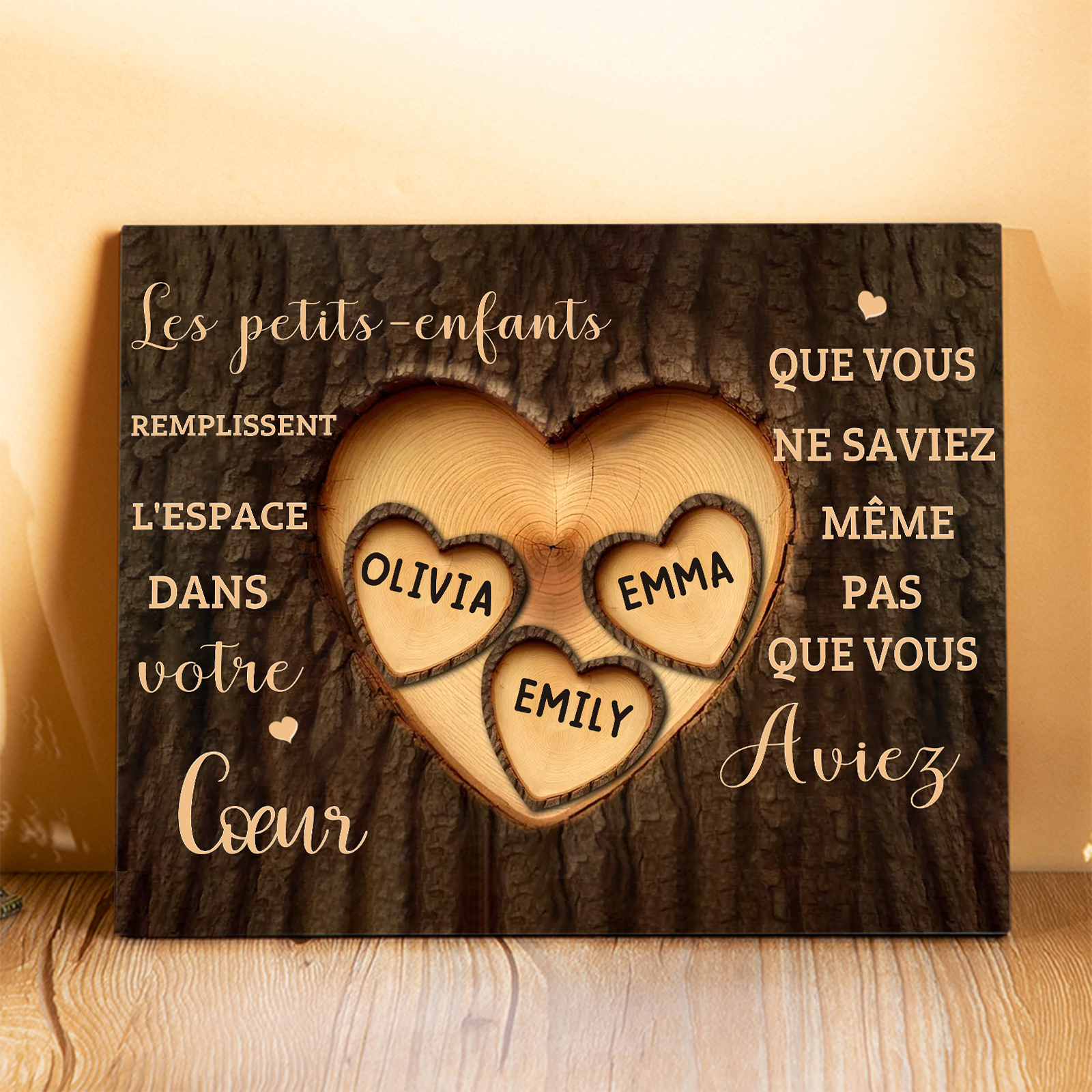 Cadre en bois personnalisé avec prénoms – Cadeau unique pour grands-parents | Jessemade