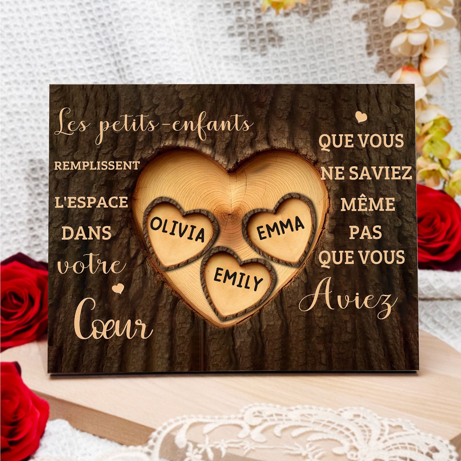 À Mamie/Papi - Cadre en bois Personnalisé avec 3 Prénoms Déco de maison | Jessemade
