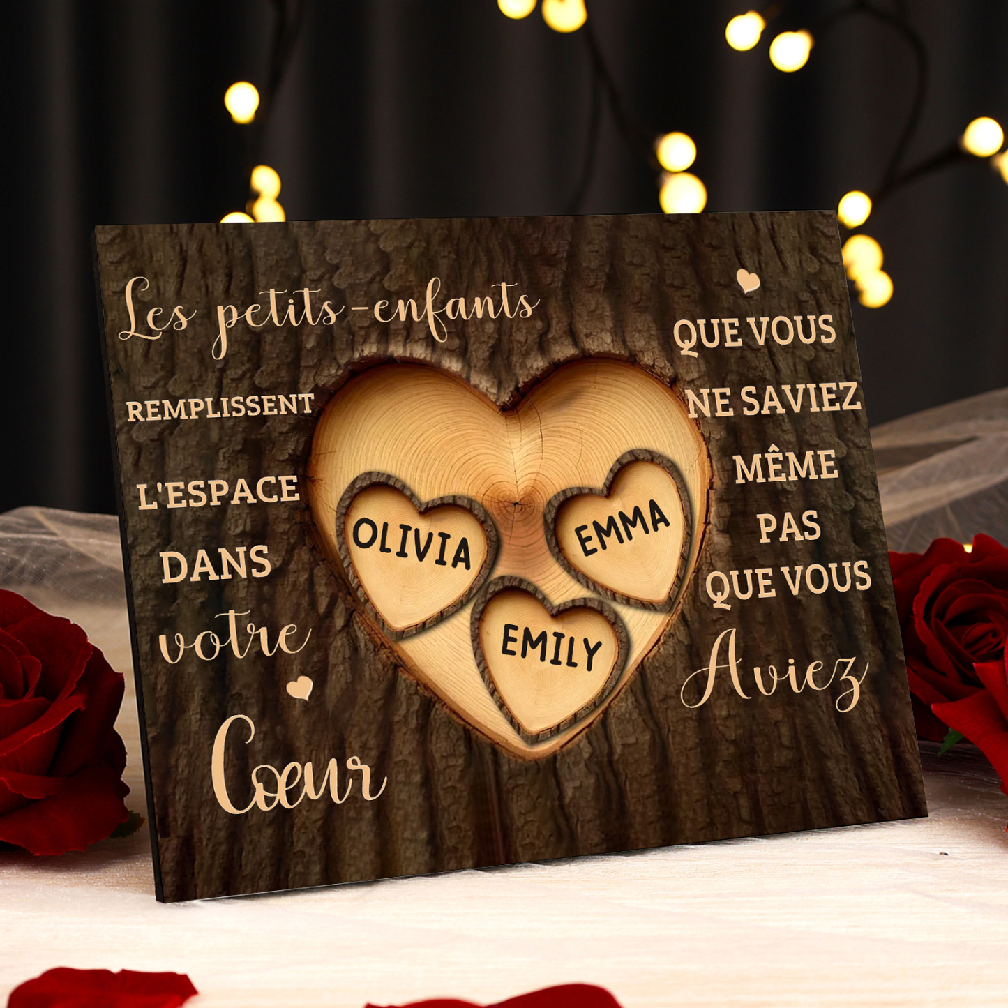 À Mamie/Papi - Cadre en bois Personnalisé avec 3 Prénoms Déco de maison | Jessemade