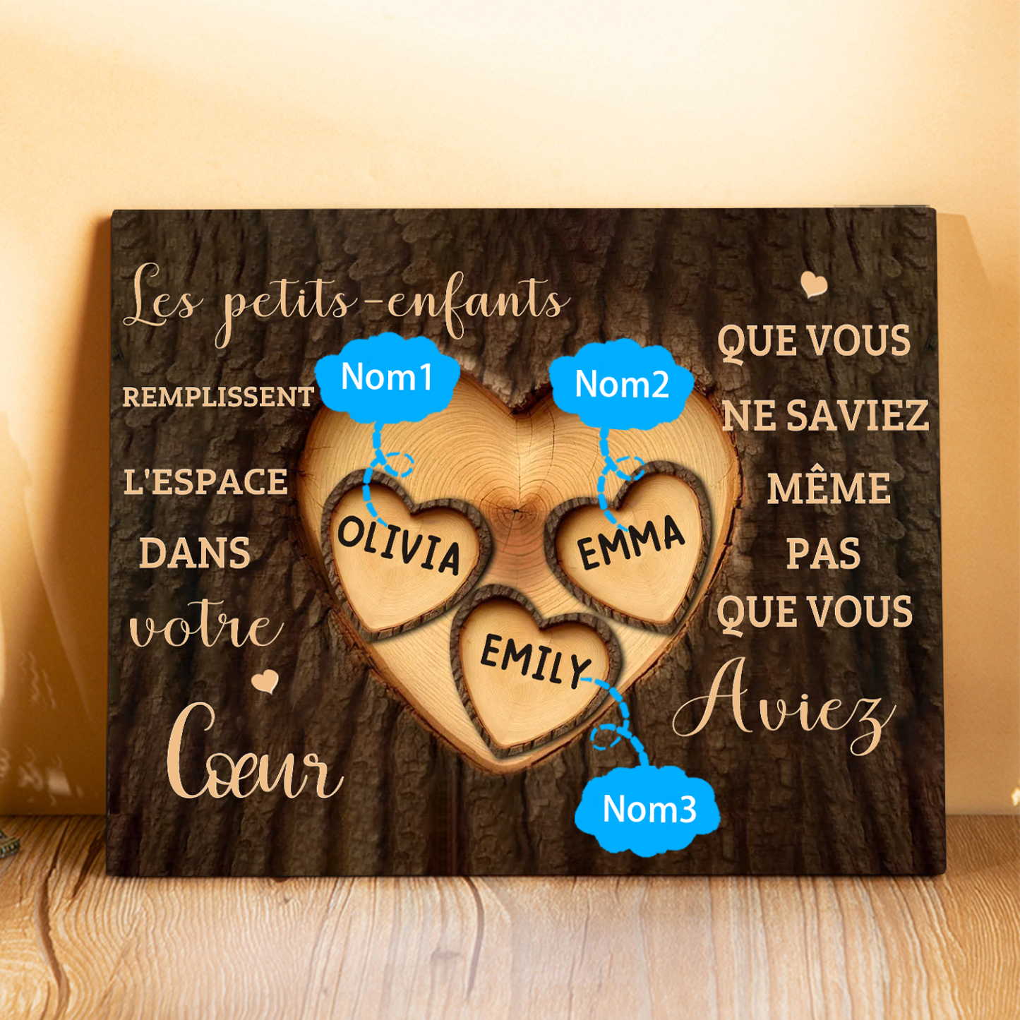 À Mamie/Papi - Cadre en bois Personnalisé avec 3 Prénoms Déco de maison | Jessemade