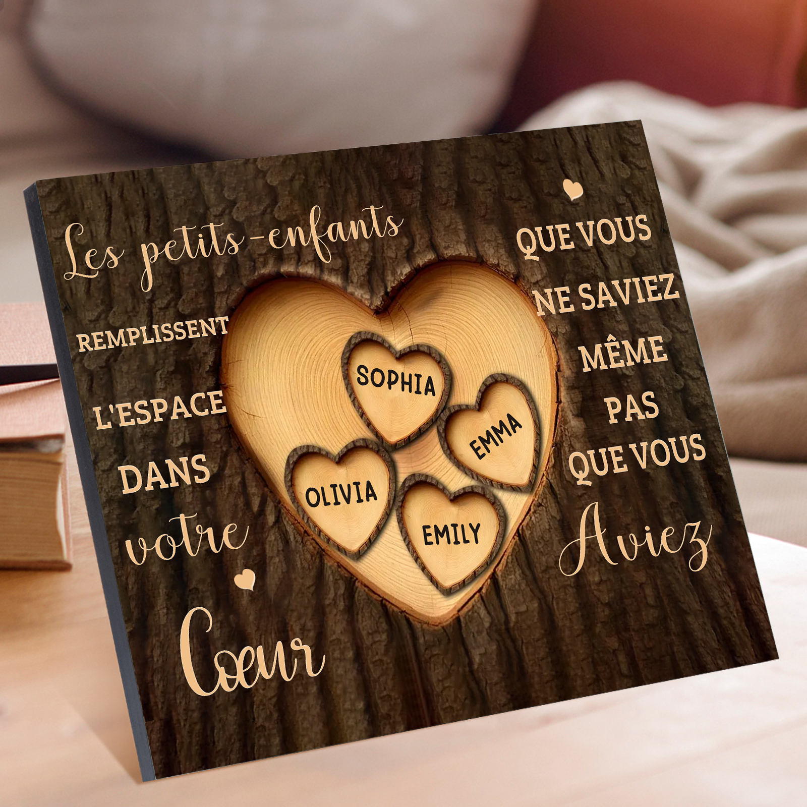 À Mamie/Papi - Cadre en bois Personnalisé avec 4 Prénoms Déco de maison | Jessemade