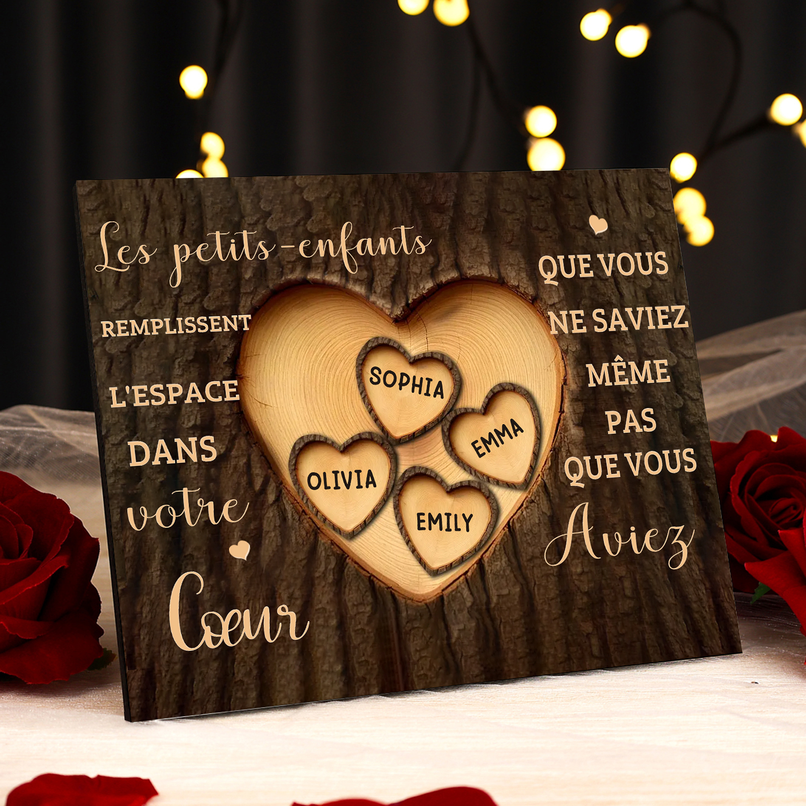 À Mamie/Papi - Cadre en bois Personnalisé avec 4 Prénoms Déco de maison | Jessemade