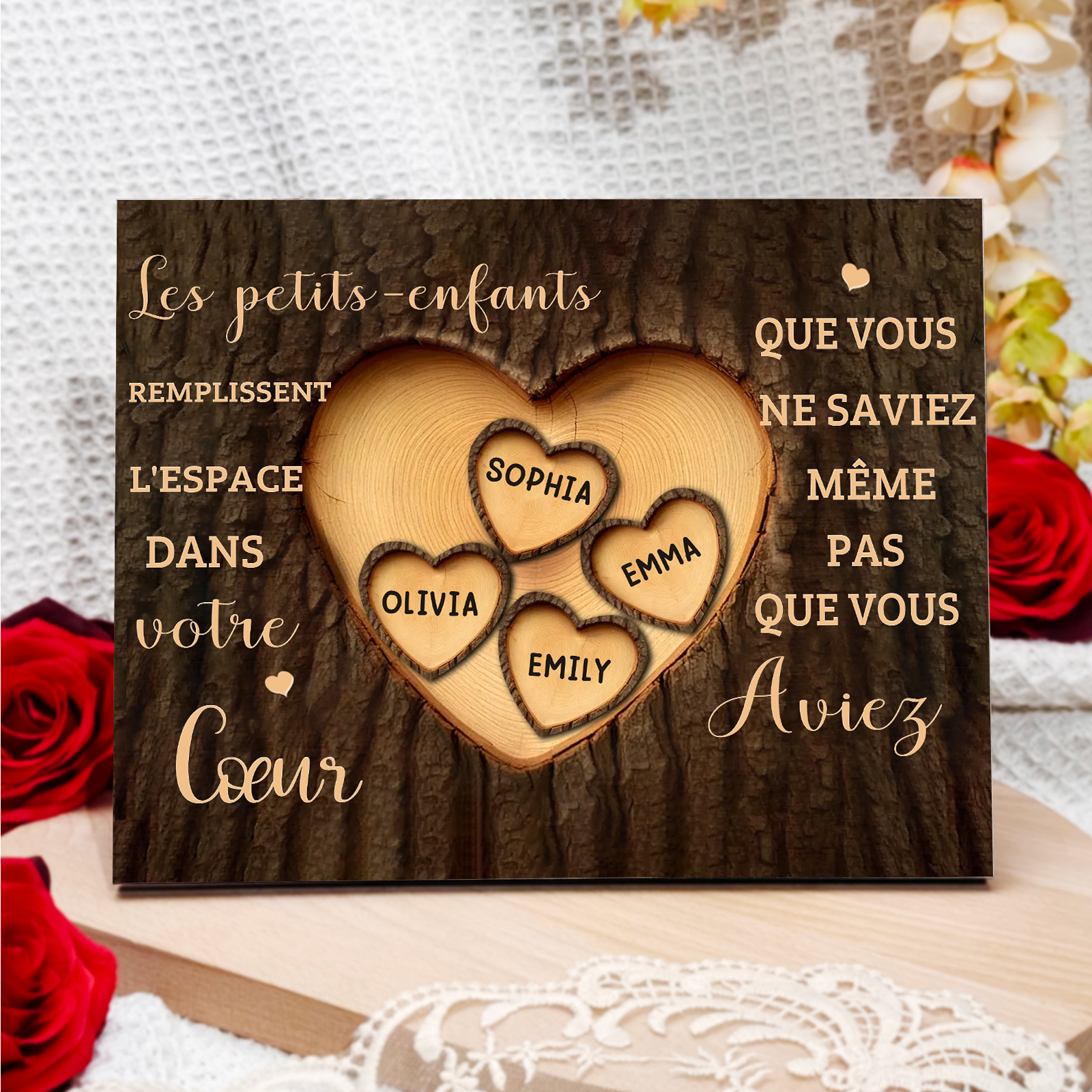 À Mamie/Papi - Cadre en bois Personnalisé avec 4 Prénoms Déco de maison | Jessemade