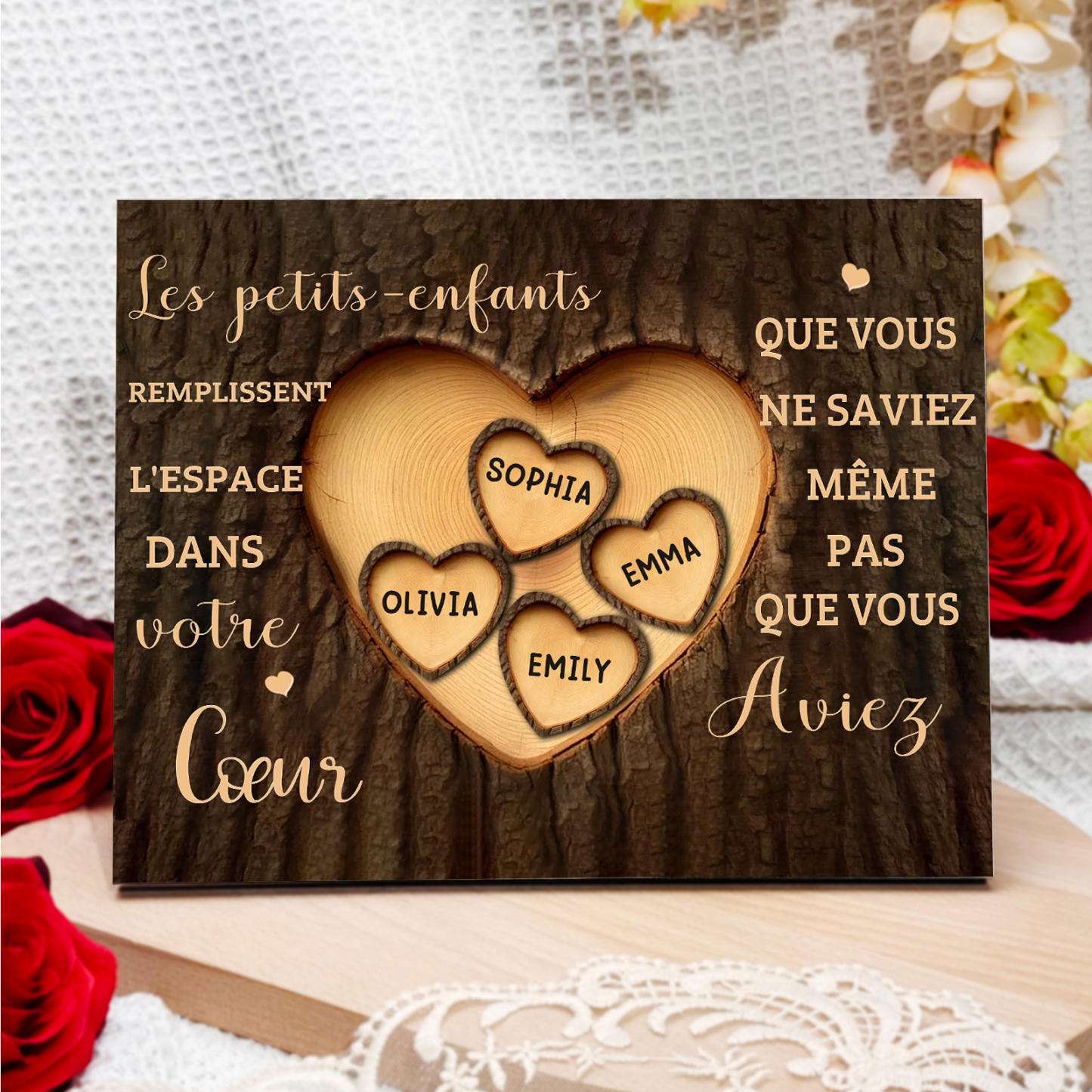 À Mamie/Papi - Cadre en bois Personnalisé avec 4 Prénoms Déco de maison | Jessemade