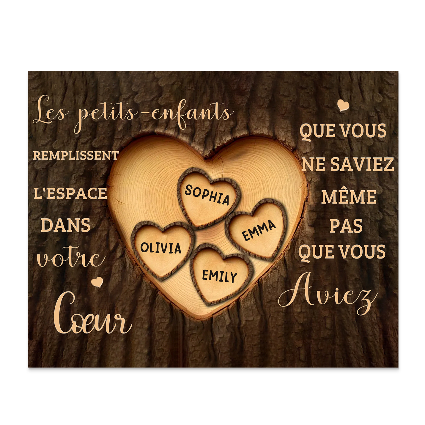 À Mamie/Papi - Cadre en bois Personnalisé avec 4 Prénoms Déco de maison | Jessemade