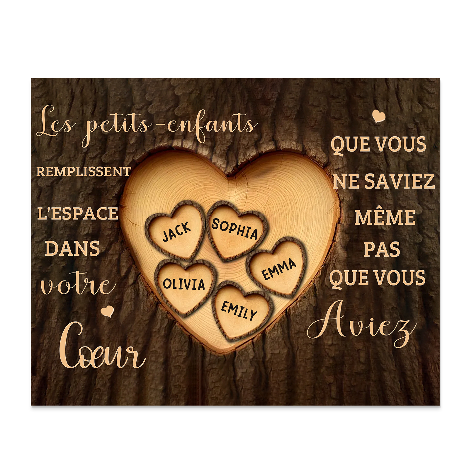 À Mamie/Papi - Cadre en bois Personnalisé avec 5 Prénoms Déco de maison | Jessemade