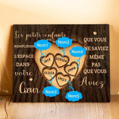 À Mamie/Papi - Cadre en bois Personnalisé avec 5 Prénoms Déco de maison | Jessemade