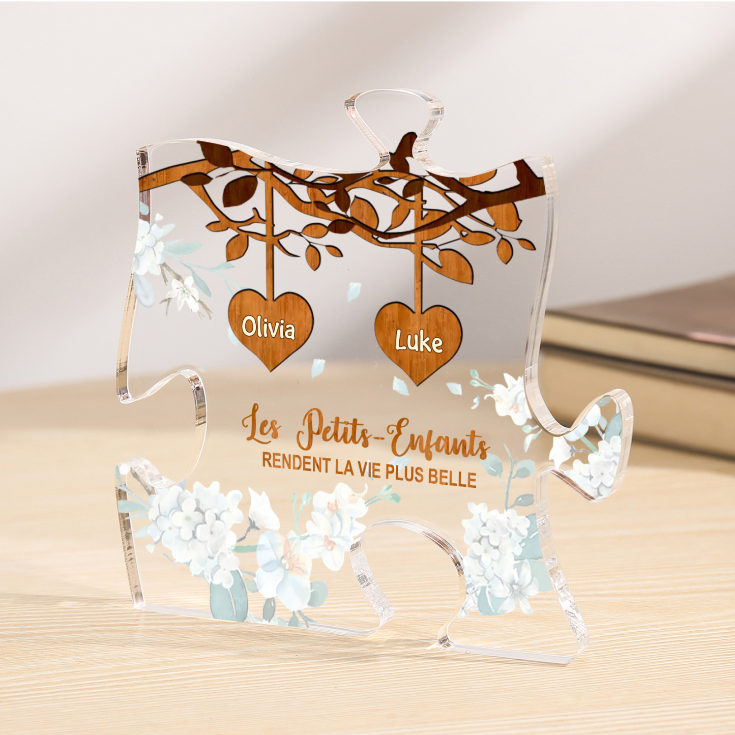 À Mamie/Papi - Plaque Acrylique en forme de Puzzle Personnalisé avec 2 Prénoms Cadeau pour Mamie/Papi | Jessemade