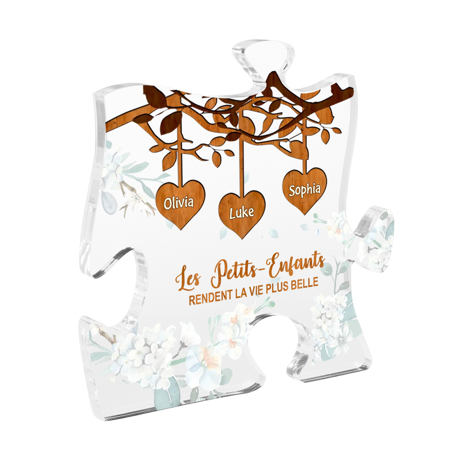 À Mamie/Papi - Plaque Acrylique en forme de Puzzle Personnalisé avec 3 Prénoms Cadeau pour Mamie/Papi | Jessemade