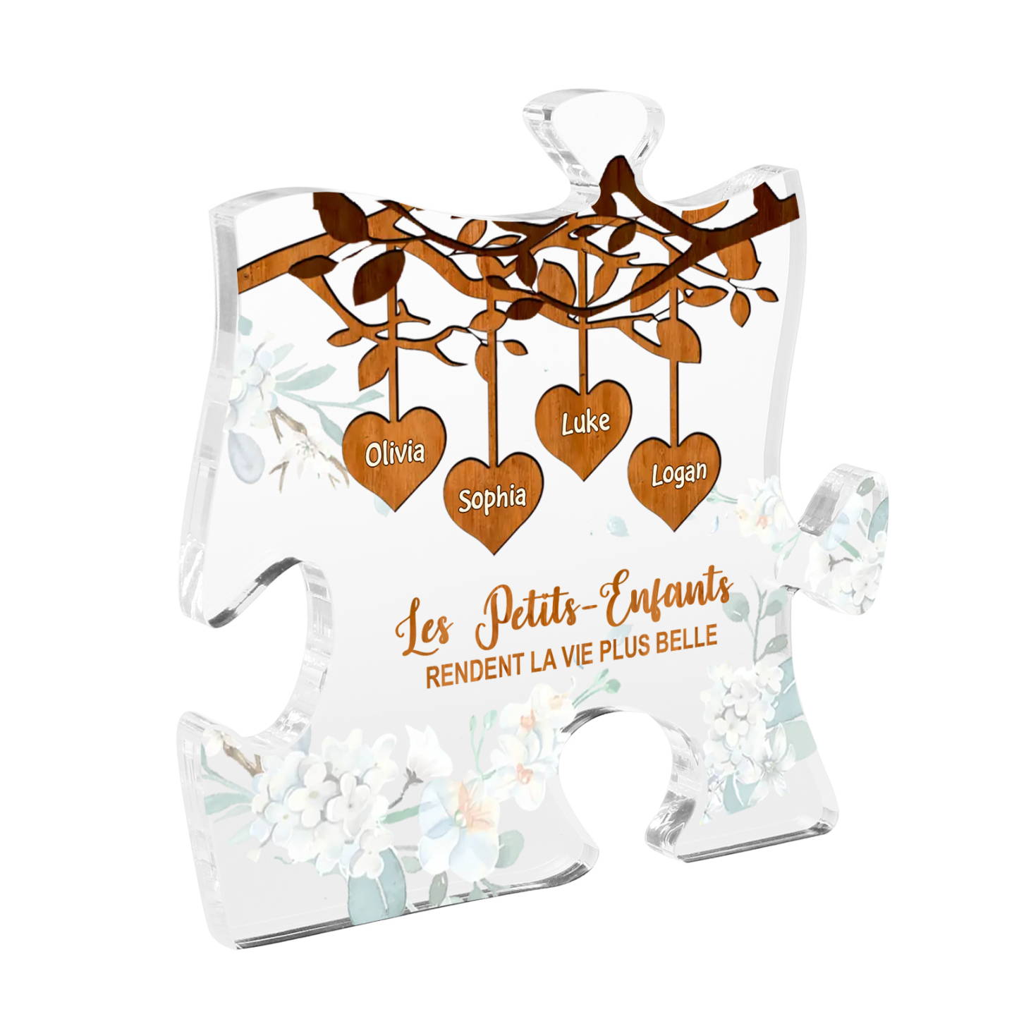 À Mamie/Papi - Plaque Acrylique en forme de Puzzle Personnalisé avec 4 Prénoms Cadeau pour Mamie/Papi | Jessemade