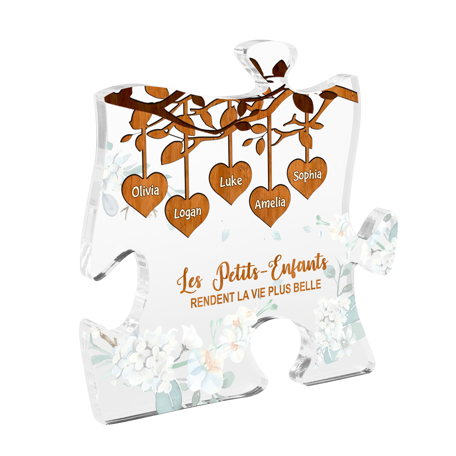 À Mamie/Papi - Plaque Acrylique en forme de Puzzle Personnalisé avec 5 Prénoms Cadeau pour Mamie/Papi | Jessemade