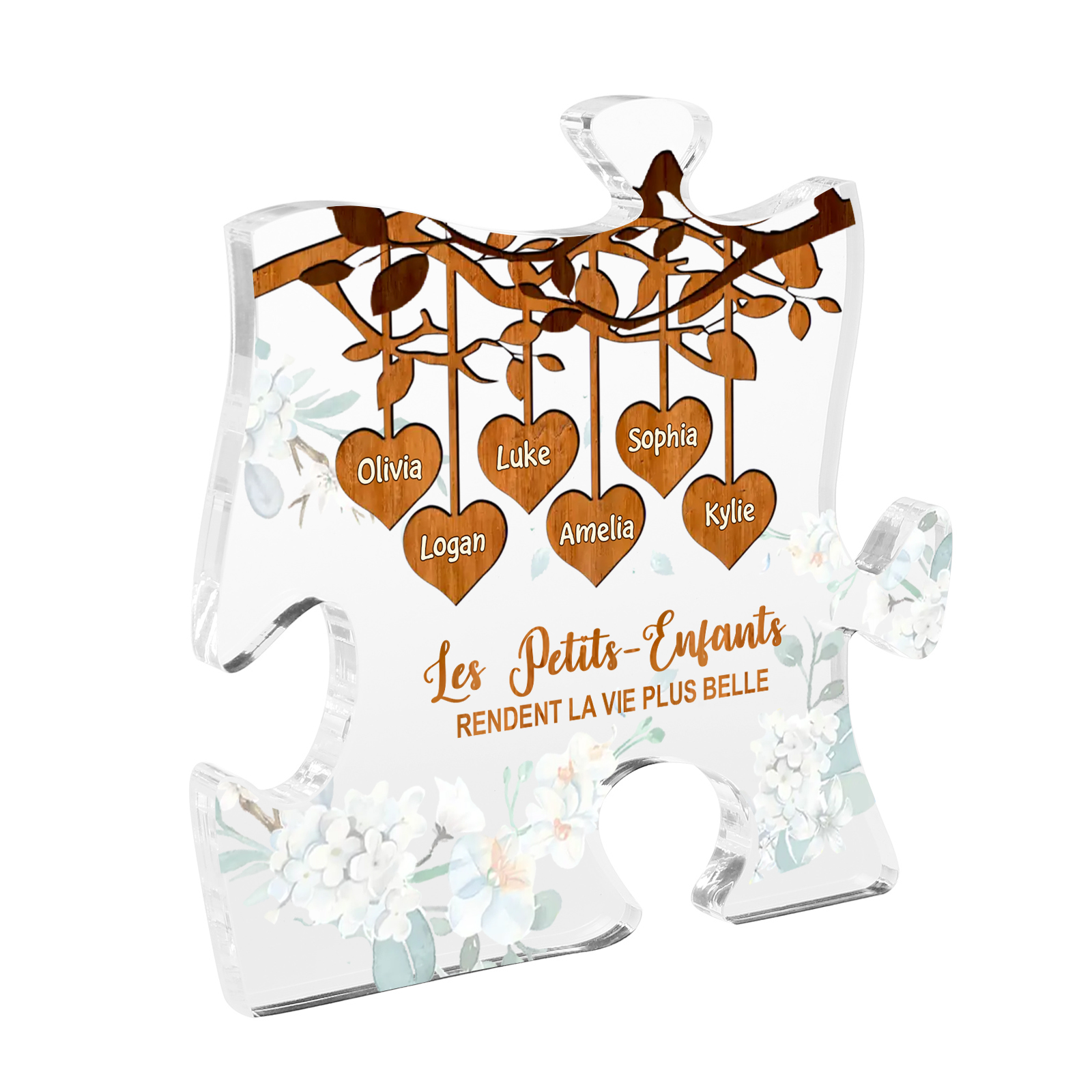À Mamie/Papi - Plaque Acrylique en forme de Puzzle Personnalisé avec 6 Prénoms Cadeau pour Mamie/Papi | Jessemade