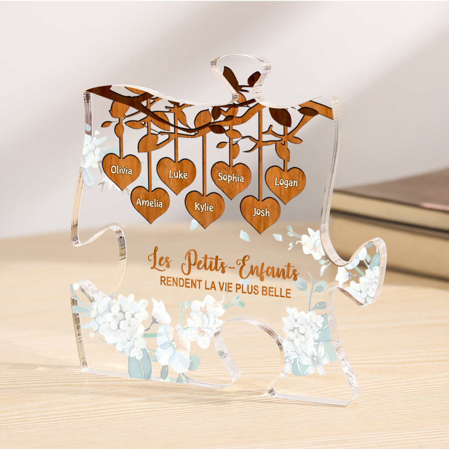 À Mamie/Papi - Plaque Acrylique en forme de Puzzle Personnalisé avec 7 Prénoms Cadeau pour Mamie/Papi | Jessemade