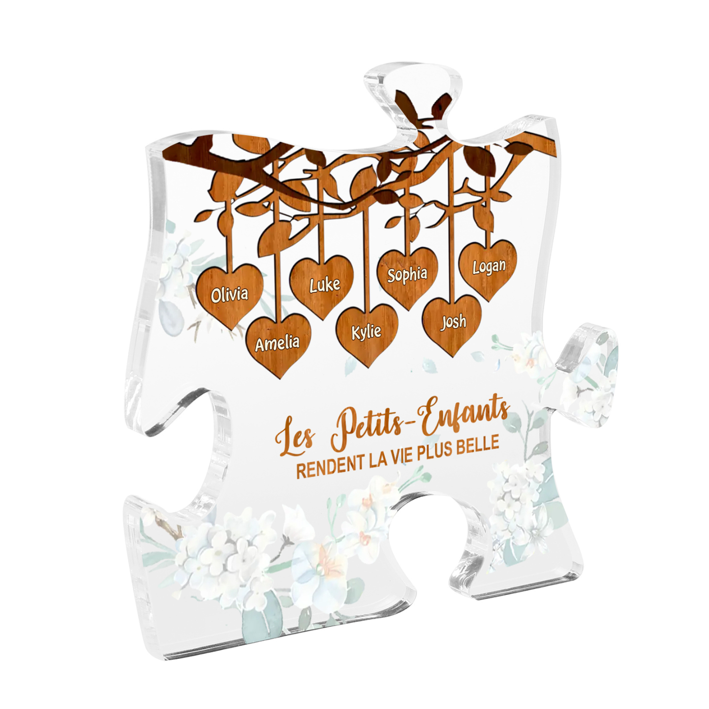 À Mamie/Papi - Plaque Acrylique en forme de Puzzle Personnalisé avec 7 Prénoms Cadeau pour Mamie/Papi | Jessemade