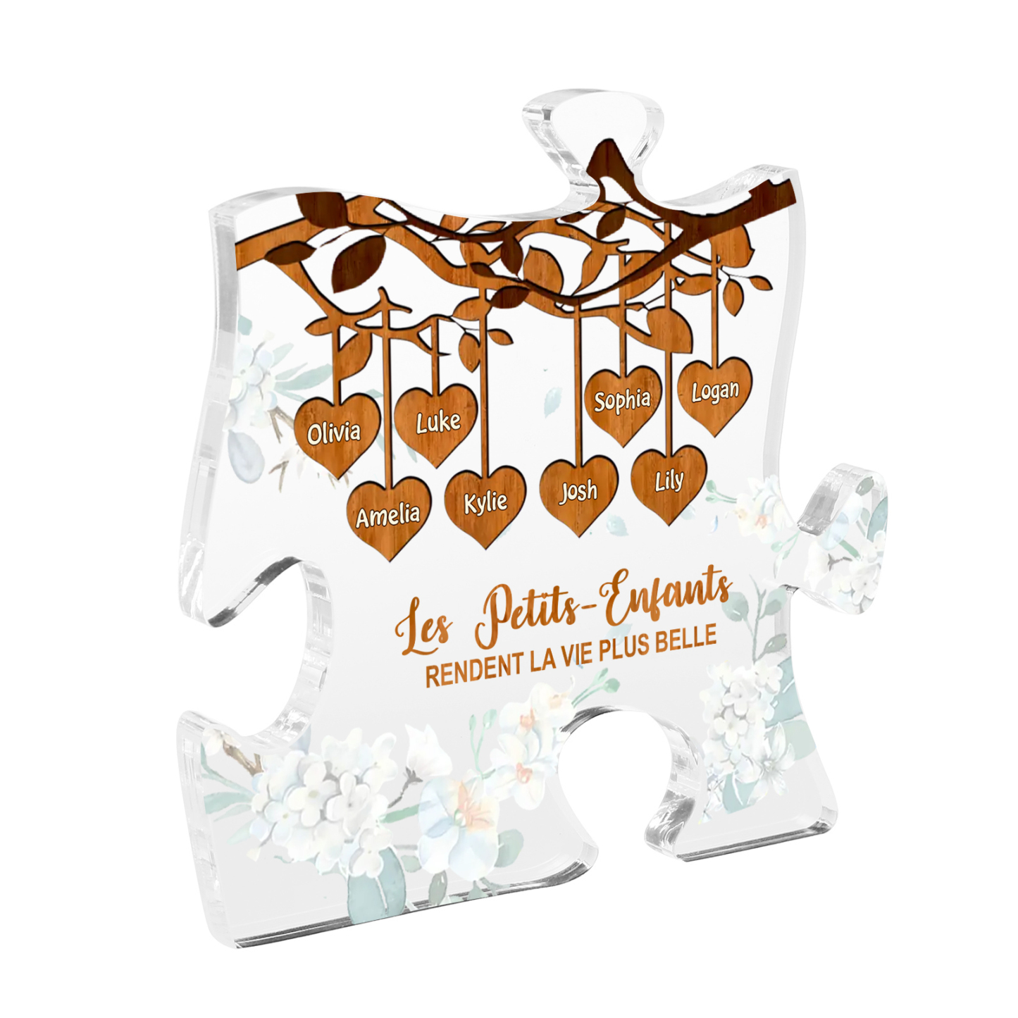 À Mamie/Papi - Plaque Acrylique en forme de Puzzle Personnalisé avec 8 Prénoms Cadeau pour Mamie/Papi | Jessemade
