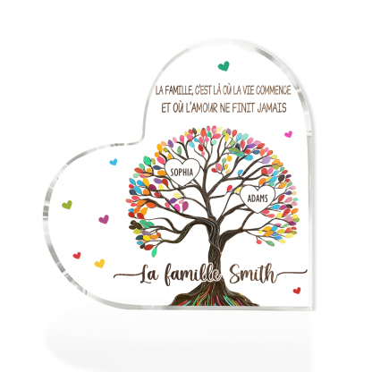 Plaque Acrylique Personnalisé avec 2 PrénomS et Textes Plaque Coeur Arbre de Vie Cadeau Famille | Jessemade