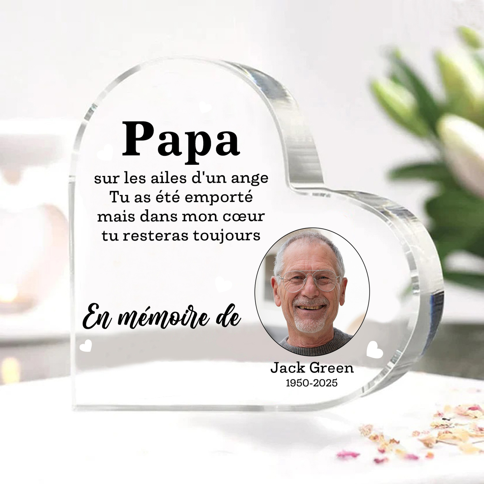 Plaque Cœur Personnalisé avec Photo et Nom – Cadeau Souvenir Émotionnel | Jessemade