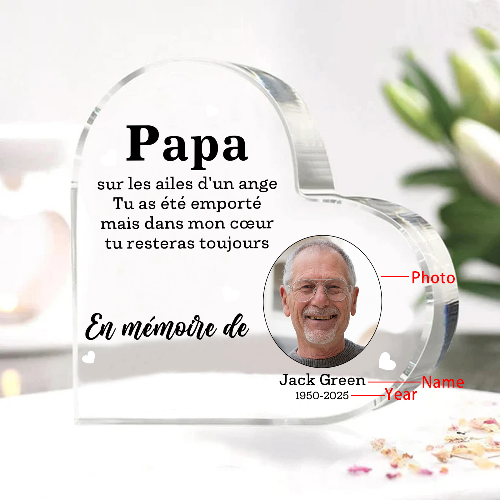 À Papa - Plaque Acrylique Commémoratif Prénom Personnalisé avec Photo et Années  Cadeau pour Votre Papa | Jessemade