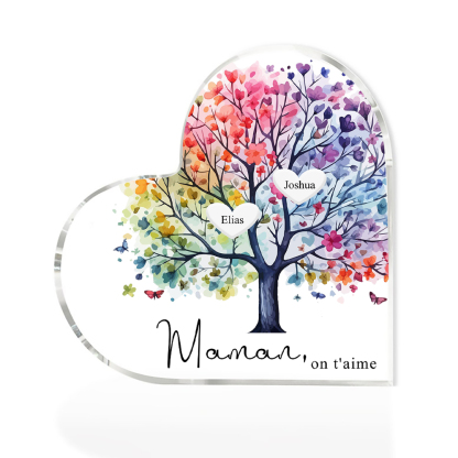 À Maman/Mamie - Plaque Acrylique 2 Prénoms Personnalisés avec Texte Coeur Arbre de Vie Cadeau Famille | Jessemade