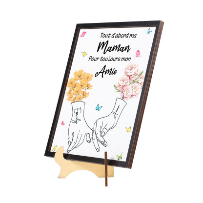 À Maman - Cadre Photo Plaque en bois Personnalisé avec 2 Prénoms et Fleurs de Naissance Décoration pour Maman | Jessemade