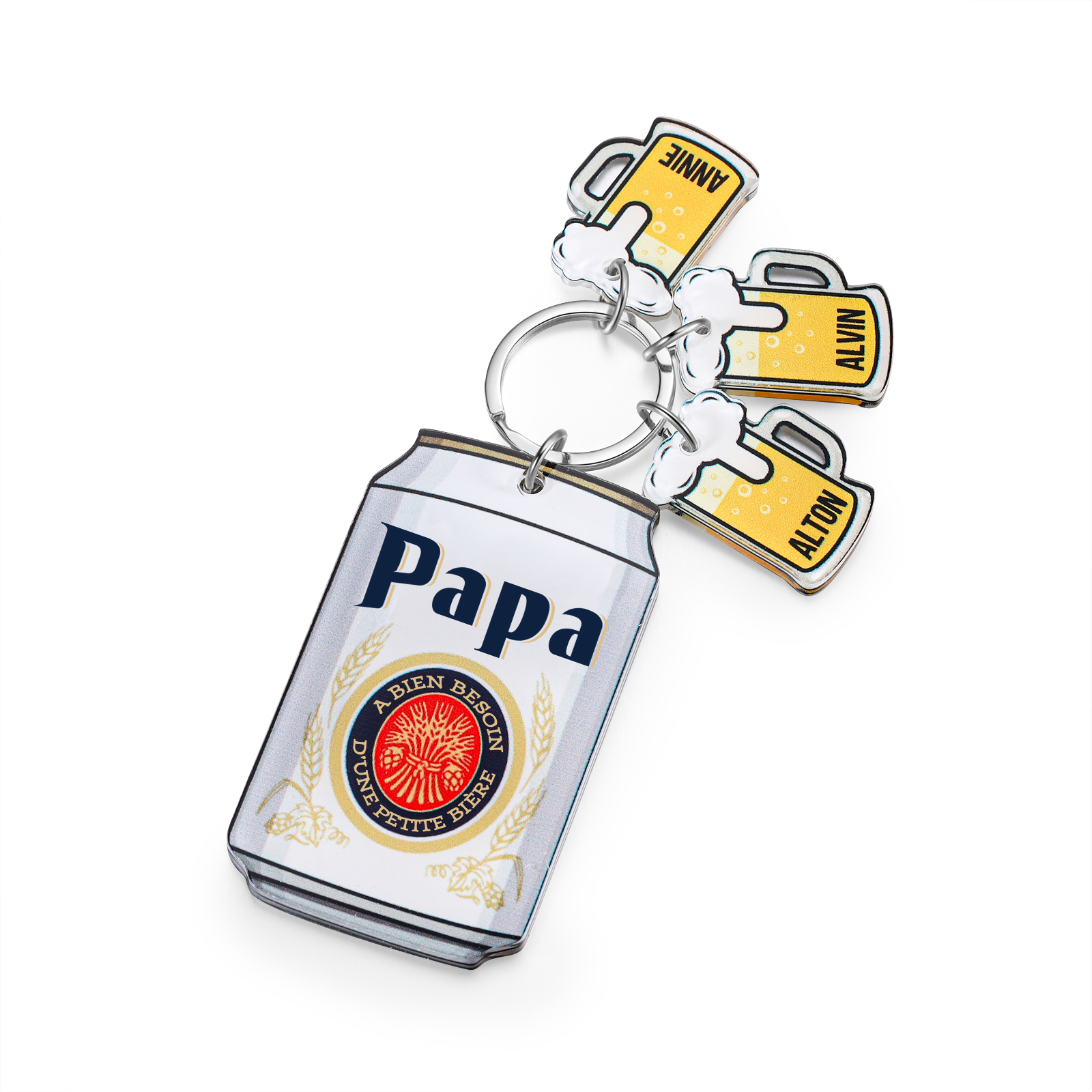 Porte-clés personnalisé pour Papa avec 3 prénoms et message gravé | Jessemade