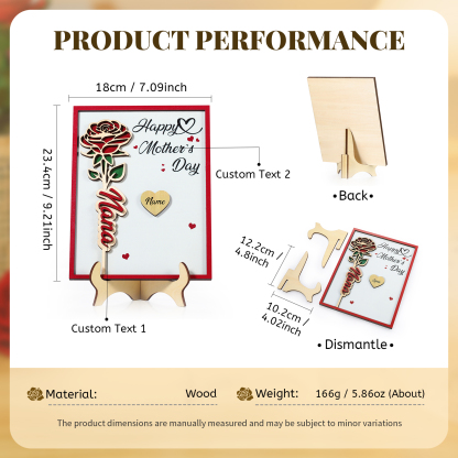 À Maman - Plaque en bois Personnalisé avec 1 Prénom et 2 Textes Décoration Rose pour Maman | Jessemade