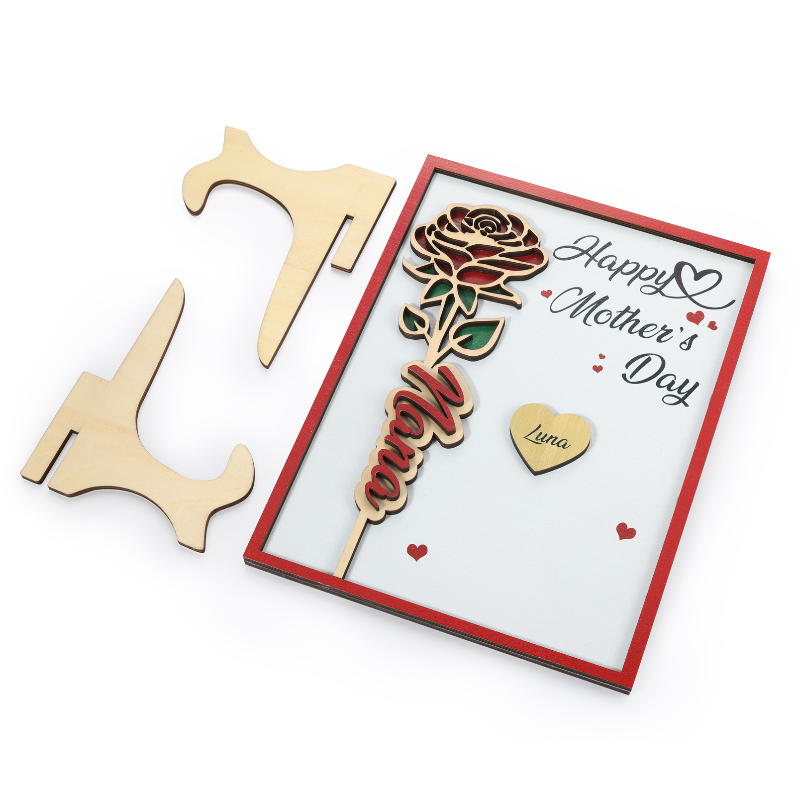 À Maman - Plaque en bois Personnalisé avec 1 Prénom et 2 Textes Décoration Rose pour Maman | Jessemade